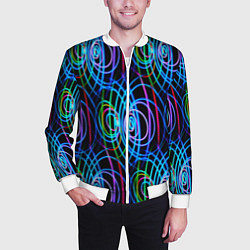 Бомбер мужской Неоновые завитки, цвет: 3D-белый — фото 2