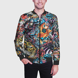 Бомбер мужской Татуировки, цвет: 3D-черный — фото 2