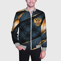 Бомбер мужской Золотой герб России на объемном фоне, цвет: 3D-меланж — фото 2