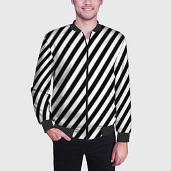 Бомбер мужской Черно-белые полоски, цвет: 3D-черный — фото 2