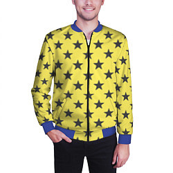Бомбер мужской Звездный фон желтый, цвет: 3D-синий — фото 2