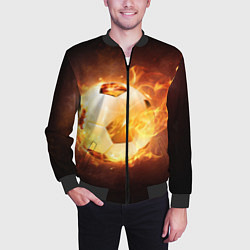Бомбер мужской Футбольный мяч огонь, цвет: 3D-черный — фото 2