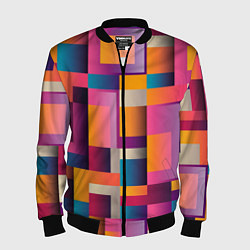 Бомбер мужской Квадрат и прямоугольники, цвет: 3D-черный