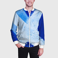 Бомбер мужской Белый крест на синем фоне, цвет: 3D-белый — фото 2