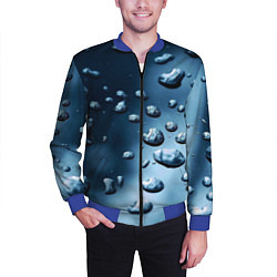 Бомбер мужской Капли воды на матовом стекле - текстура, цвет: 3D-синий — фото 2