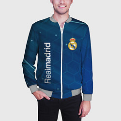 Бомбер мужской Real madrid голубая абстракция, цвет: 3D-меланж — фото 2