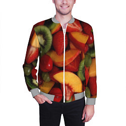 Бомбер мужской Фруктово ягодный фон, цвет: 3D-меланж — фото 2