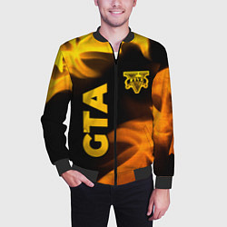 Бомбер мужской GTA - gold gradient: надпись, символ, цвет: 3D-черный — фото 2