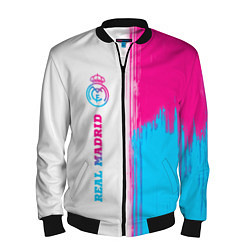 Бомбер мужской Real Madrid neon gradient style: по-вертикали, цвет: 3D-черный