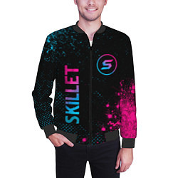 Бомбер мужской Skillet - neon gradient: надпись, символ, цвет: 3D-черный — фото 2