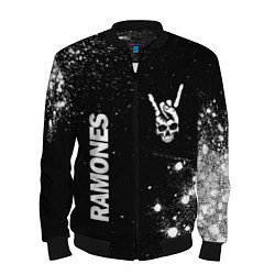 Мужской бомбер Ramones и рок символ на темном фоне