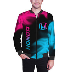 Бомбер мужской Honda - neon gradient: надпись, символ, цвет: 3D-черный — фото 2
