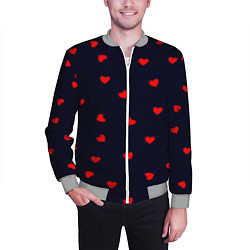 Бомбер мужской Сердечки, цвет: 3D-меланж — фото 2