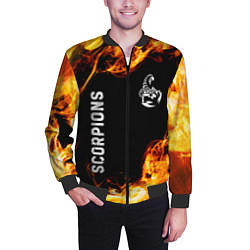 Бомбер мужской Scorpions и пылающий огонь, цвет: 3D-черный — фото 2