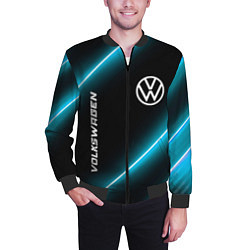 Бомбер мужской Volkswagen неоновые лампы, цвет: 3D-черный — фото 2