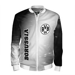 Бомбер мужской Borussia sport на светлом фоне: надпись, символ, цвет: 3D-белый