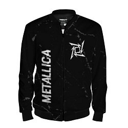 Мужской бомбер Metallica glitch на темном фоне: надпись, символ