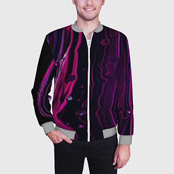 Бомбер мужской Фиолетовые линии песка во тьме, цвет: 3D-меланж — фото 2