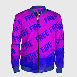 Бомбер мужской Free Fire glitch text effect: паттерн, цвет: 3D-синий