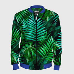Бомбер мужской Тропические растения - текстура, цвет: 3D-синий
