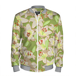 Бомбер мужской Нежные цветы - лилии: цветной паттерн, цвет: 3D-меланж