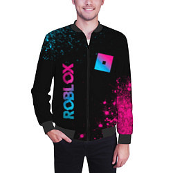 Бомбер мужской Roblox - neon gradient: надпись, символ, цвет: 3D-черный — фото 2