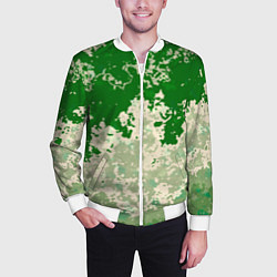 Бомбер мужской Абстракция в зелёных тонах, цвет: 3D-белый — фото 2