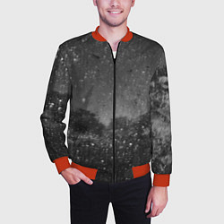 Бомбер мужской Абстрактная тьма и следы белой краски, цвет: 3D-красный — фото 2