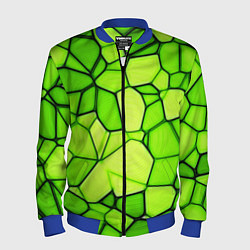 Бомбер мужской Неоновые салатовые осколки, цвет: 3D-синий