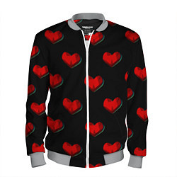 Бомбер мужской Красные сердца полигоны, цвет: 3D-меланж