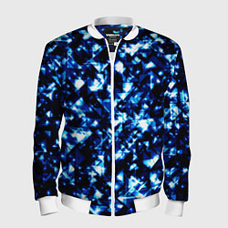 Бомбер мужской Неоновые синие треугольники блестящие, цвет: 3D-белый