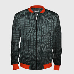 Бомбер мужской Кожа крокодила - fashion, цвет: 3D-красный
