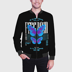 Бомбер мужской Be free like a butterfly, цвет: 3D-черный — фото 2