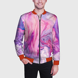 Бомбер мужской Разлитая смешанная краска, цвет: 3D-красный — фото 2