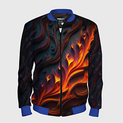 Бомбер мужской Огненный орнамент с языками пламени, цвет: 3D-синий
