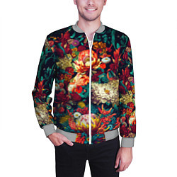 Бомбер мужской Цветочный паттерн с цветами и листьями, цвет: 3D-меланж — фото 2