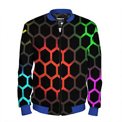 Бомбер мужской Gradient hexagon genshin, цвет: 3D-синий