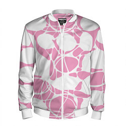 Бомбер мужской Абстрактные белые овалы на розовом фоне, цвет: 3D-белый