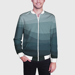 Бомбер мужской Бирюзовые волны, цвет: 3D-белый — фото 2