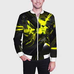 Бомбер мужской Yellow gold abstraction, цвет: 3D-белый — фото 2