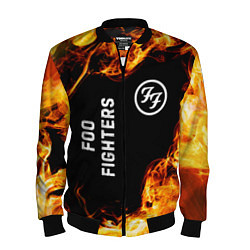 Бомбер мужской Foo Fighters и пылающий огонь, цвет: 3D-черный