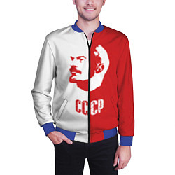 Бомбер мужской Красно белый Ленин, цвет: 3D-синий — фото 2