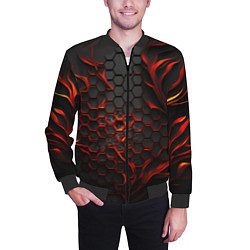 Бомбер мужской Объемные огненные плитки, цвет: 3D-черный — фото 2