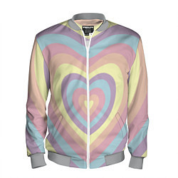 Бомбер мужской Сердца пастельные оттенки, цвет: 3D-меланж