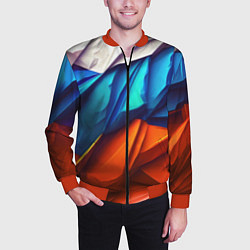Бомбер мужской Российский флаг на скале, цвет: 3D-красный — фото 2