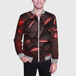 Бомбер мужской Красные элементы с неоновым свечением, цвет: 3D-меланж — фото 2