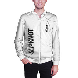Бомбер мужской Slipknot glitch на светлом фоне: надпись, символ, цвет: 3D-белый — фото 2