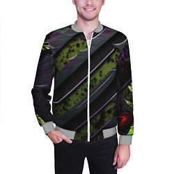 Бомбер мужской Текстура с зелеными вставками, цвет: 3D-меланж — фото 2