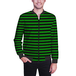 Бомбер мужской Черно-зеленые полосы, цвет: 3D-черный — фото 2
