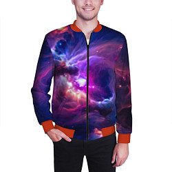 Бомбер мужской Небула в космосе в фиолетовых тонах - нейронная се, цвет: 3D-красный — фото 2